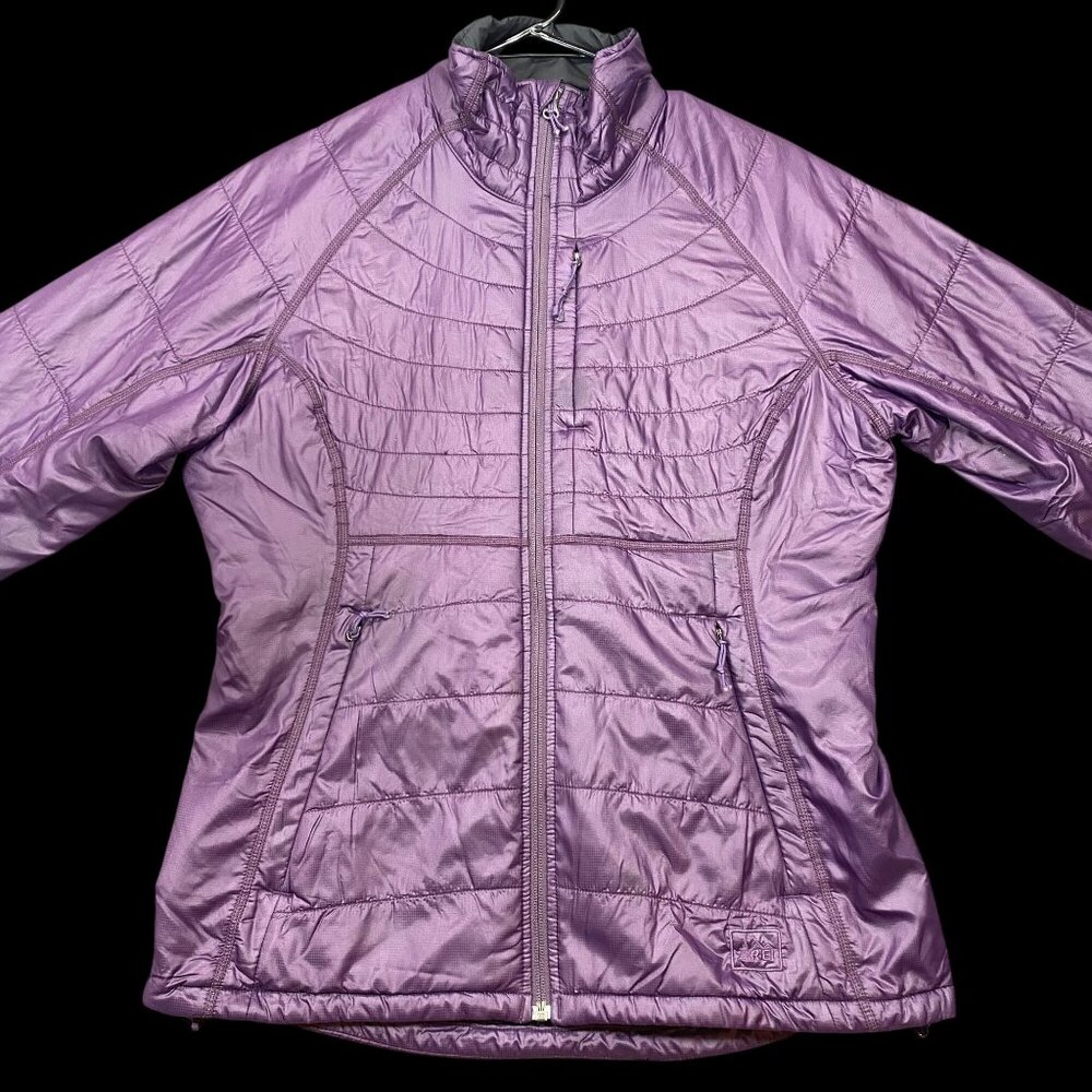 REI Womens Purple Quilted Insulated Hiking Jacket Full-Zip Lightweight Size M